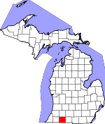 Map of Michigan showing St. Joseph County 