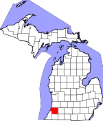 Map of Michigan showing Van Buren County 