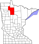 Map of Minnesota showing Beltrami County 