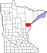 Map of Minnesota showing Carlton County 