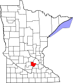 Map of Minnesota showing Carver County 