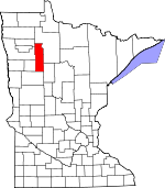 Map of Minnesota showing Clearwater County 