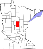 Map of Minnesota showing Crow Wing County 