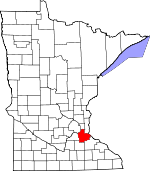 Map of Minnesota showing Dakota County 