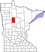 Map of Minnesota showing Hubbard County 