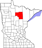 Map of Minnesota showing Itasca County 