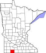 Map of Minnesota showing Jackson County 