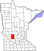 Map of Minnesota showing Kandiyohi County 