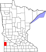 Map of Minnesota showing Lincoln County 