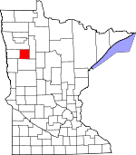 Map of Minnesota showing Mahnomen County 