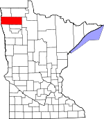 Map of Minnesota showing Marshall County 