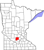 Map of Minnesota showing McLeod County 