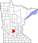 Map of Minnesota showing Meeker County 