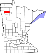 Map of Minnesota showing Pennington County 