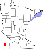 Map of Minnesota showing Pipestone County 