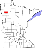 Map of Minnesota showing Red Lake County 