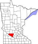 Map of Minnesota showing Renville County 