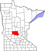 Map of Minnesota showing Stearns County 