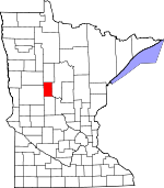 Map of Minnesota showing Wadena County 