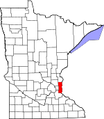 Map of Minnesota showing Washington County 