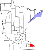 Map of Minnesota showing Winona County 