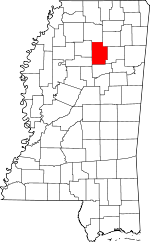 Map of Mississippi showing Calhoun County 