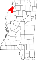 Map of Mississippi showing Coahoma County 