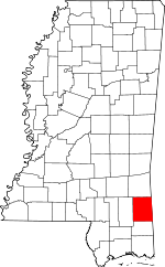 Map of Mississippi showing Greene County 