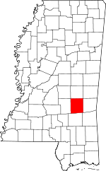 Map of Mississippi showing Jasper County 