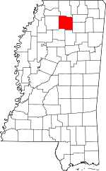 Map of Mississippi showing Lafayette County 