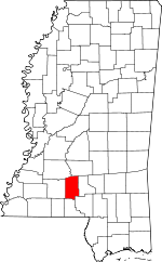 Map of Mississippi showing Lawrence County 