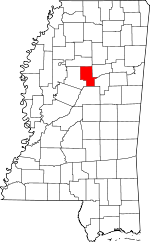 Map of Mississippi showing Montgomery County 