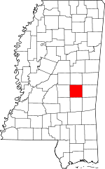 Map of Mississippi showing Newton County 