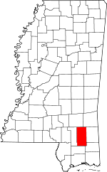 Map of Mississippi showing Perry County 