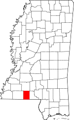 Map of Mississippi showing Pike County 