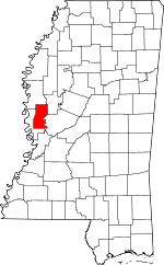 Map of Mississippi showing Sharkey County 