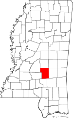 Map of Mississippi showing Smith County 