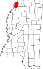 Map of Mississippi showing Tunica County 