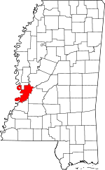 Map of Mississippi showing Warren County 