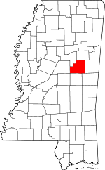 Map of Mississippi showing Winston County 