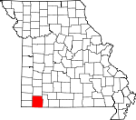 Map of Missouri showing Barry County 