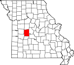 Map of Missouri showing Benton County 