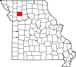 Map of Missouri showing Caldwell County 