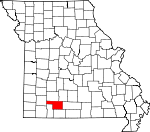 Map of Missouri showing Christian County 