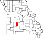 Map of Missouri showing Dallas County 