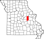 Map of Missouri showing Gasconade County 