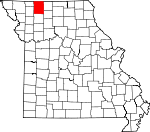 Map of Missouri showing Harrison County 