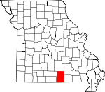 Map of Missouri showing Howell County 