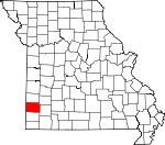 Map of Missouri showing Jasper County 