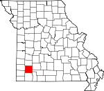 Map of Missouri showing Lawrence County 